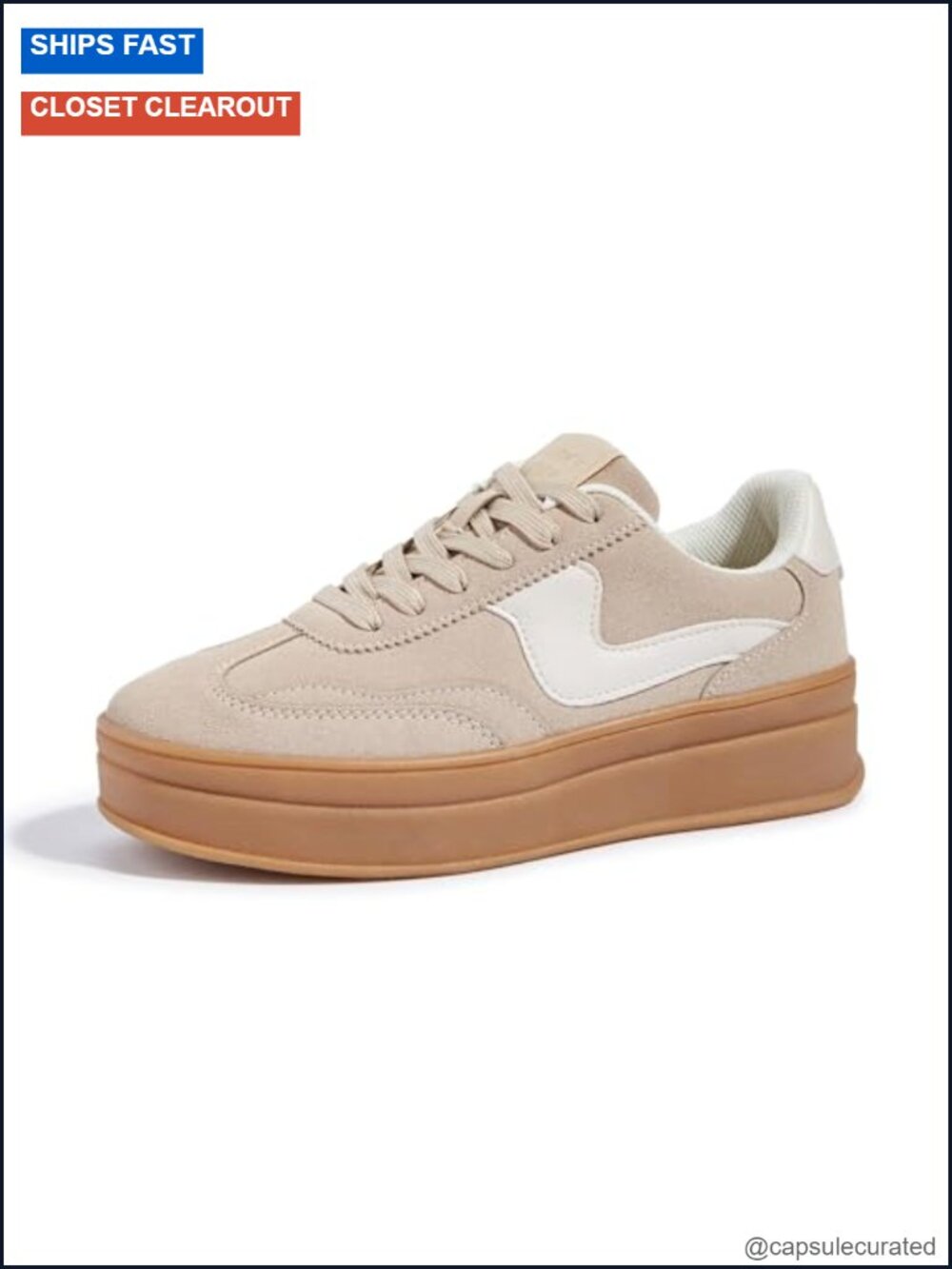 Women's Platform Sneakers Thick Sole Suede Faux Leather Lace Up Casual Walking